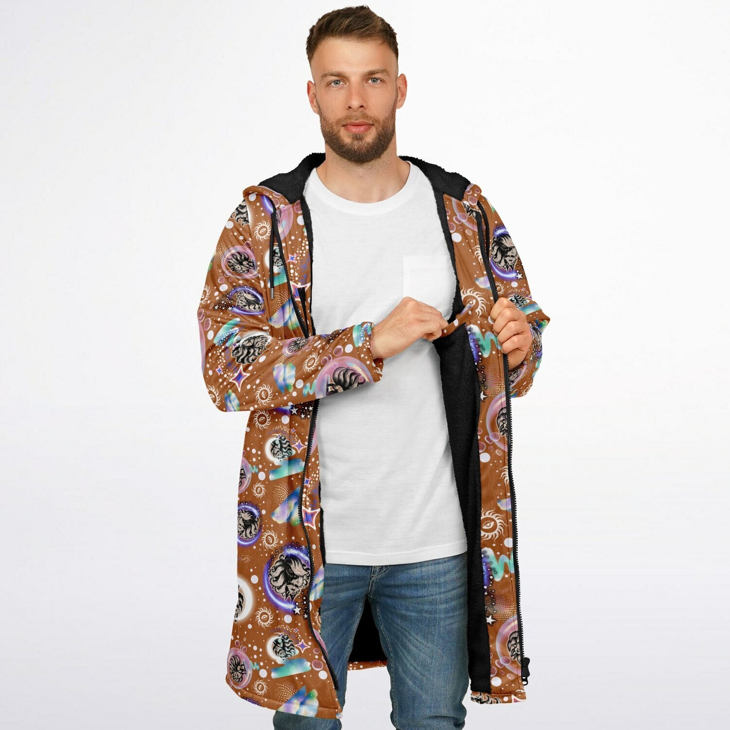 Cosmic Fox Fleece Zipper Cloak