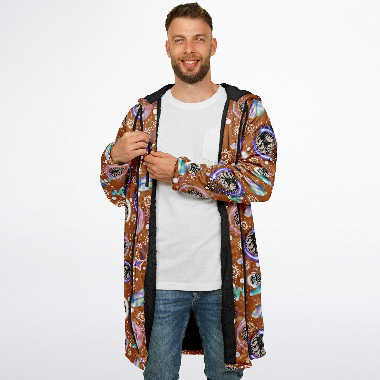 Cosmic Fox Fleece Zipper Cloak